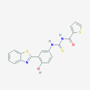 molecular formula C19H13N3O2S3 B398024 N-{[3-(1,3-benzothiazol-2-yl)-4-hydroxyphenyl]carbamothioyl}thiophene-2-carboxamide 