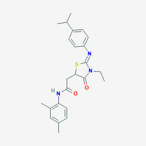 molecular formula C24H29N3O2S B398025 N-(2,4-dimethylphenyl)-2-{3-ethyl-2-[(4-isopropylphenyl)imino]-4-oxo-1,3-thiazolidin-5-yl}acetamide 