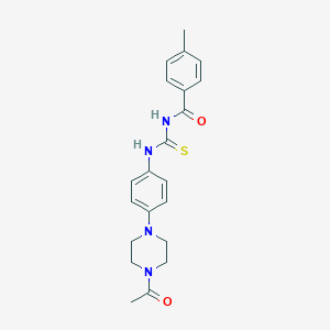 molecular formula C21H24N4O2S B398027 N-[4-(4-acetyl-1-piperazinyl)phenyl]-N'-(4-methylbenzoyl)thiourea 