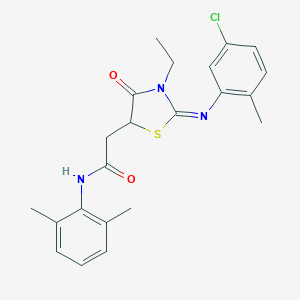 molecular formula C22H24ClN3O2S B398030 2-{2-[(5-chloro-2-methylphenyl)imino]-3-ethyl-4-oxo-1,3-thiazolidin-5-yl}-N-(2,6-dimethylphenyl)acetamide 