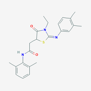 molecular formula C23H27N3O2S B398034 N-(2,6-dimethylphenyl)-2-{2-[(3,4-dimethylphenyl)imino]-3-ethyl-4-oxo-1,3-thiazolidin-5-yl}acetamide 
