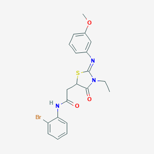 molecular formula C20H20BrN3O3S B398038 N-(2-bromophenyl)-2-{3-ethyl-2-[(3-methoxyphenyl)imino]-4-oxo-1,3-thiazolidin-5-yl}acetamide 