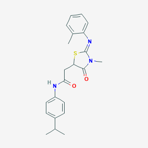 molecular formula C22H25N3O2S B398041 N-(4-isopropylphenyl)-2-{3-methyl-2-[(2-methylphenyl)imino]-4-oxo-1,3-thiazolidin-5-yl}acetamide 