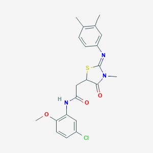 molecular formula C21H22ClN3O3S B398042 N-(5-chloro-2-methoxyphenyl)-2-{2-[(3,4-dimethylphenyl)imino]-3-methyl-4-oxo-1,3-thiazolidin-5-yl}acetamide 