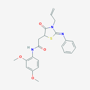 molecular formula C22H23N3O4S B398043 2-[3-allyl-4-oxo-2-(phenylimino)-1,3-thiazolidin-5-yl]-N-(2,4-dimethoxyphenyl)acetamide 