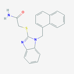 molecular formula C20H17N3OS B398047 2-{[1-(1-naphthylmethyl)-1H-benzimidazol-2-yl]sulfanyl}acetamide 