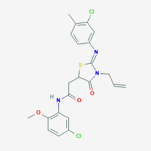 molecular formula C22H21Cl2N3O3S B398051 2-{3-allyl-2-[(3-chloro-4-methylphenyl)imino]-4-oxo-1,3-thiazolidin-5-yl}-N-(5-chloro-2-methoxyphenyl)acetamide 