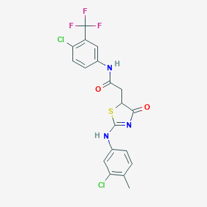 molecular formula C19H14Cl2F3N3O2S B398056 2-[2-(3-chloro-4-methylanilino)-4-oxo-1,3-thiazol-5-yl]-N-[4-chloro-3-(trifluoromethyl)phenyl]acetamide 