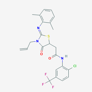 molecular formula C23H21ClF3N3O2S B398059 2-{3-allyl-2-[(2,6-dimethylphenyl)imino]-4-oxo-1,3-thiazolidin-5-yl}-N-[2-chloro-5-(trifluoromethyl)phenyl]acetamide 