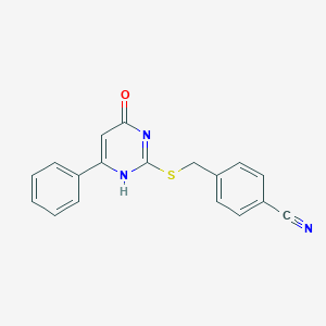 molecular formula C18H13N3OS B398068 4-[(4-oxo-6-phenyl-1H-pyrimidin-2-yl)sulfanylmethyl]benzonitrile 