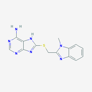 molecular formula C14H13N7S B398072 8-(1-Methyl-1H-benzoimidazol-2-ylmethylsulfanyl)-9H-purin-6-ylamine 