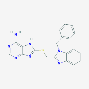 molecular formula C20H17N7S B398076 8-(1-Benzyl-1H-benzoimidazol-2-ylmethylsulfanyl)-9H-purin-6-ylamine 