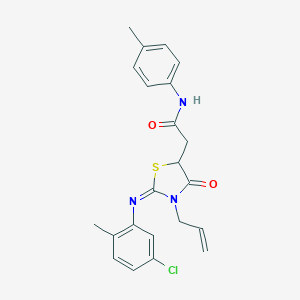 molecular formula C22H22ClN3O2S B398078 2-{3-allyl-2-[(5-chloro-2-methylphenyl)imino]-4-oxo-1,3-thiazolidin-5-yl}-N-(4-methylphenyl)acetamide 