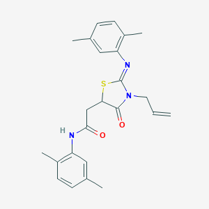 molecular formula C24H27N3O2S B398081 2-{3-allyl-2-[(2,5-dimethylphenyl)imino]-4-oxo-1,3-thiazolidin-5-yl}-N-(2,5-dimethylphenyl)acetamide 