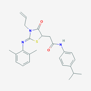molecular formula C25H29N3O2S B398083 2-{3-allyl-2-[(2,6-dimethylphenyl)imino]-4-oxo-1,3-thiazolidin-5-yl}-N-(4-isopropylphenyl)acetamide 