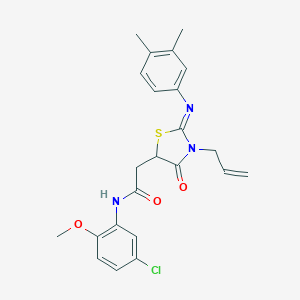 molecular formula C23H24ClN3O3S B398087 2-{3-allyl-2-[(3,4-dimethylphenyl)imino]-4-oxo-1,3-thiazolidin-5-yl}-N-(5-chloro-2-methoxyphenyl)acetamide 