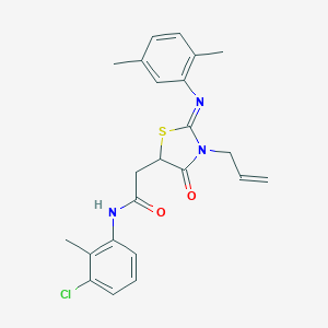 molecular formula C23H24ClN3O2S B398088 2-{3-allyl-2-[(2,5-dimethylphenyl)imino]-4-oxo-1,3-thiazolidin-5-yl}-N-(3-chloro-2-methylphenyl)acetamide 