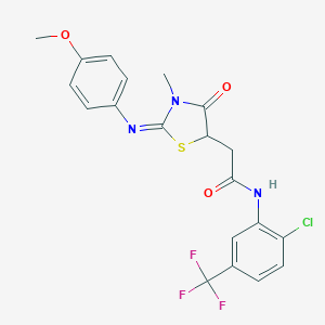 molecular formula C20H17ClF3N3O3S B398090 N-[2-chloro-5-(trifluoromethyl)phenyl]-2-{2-[(4-methoxyphenyl)imino]-3-methyl-4-oxo-1,3-thiazolidin-5-yl}acetamide 