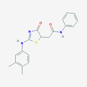 molecular formula C19H19N3O2S B398093 2-[2-(3,4-dimethylanilino)-4-oxo-1,3-thiazol-5-yl]-N-phenylacetamide 