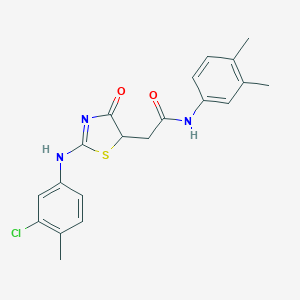 molecular formula C20H20ClN3O2S B398094 2-[2-(3-chloro-4-methylanilino)-4-oxo-1,3-thiazol-5-yl]-N-(3,4-dimethylphenyl)acetamide 
