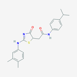 molecular formula C22H25N3O2S B398095 2-[2-(3,4-dimethylanilino)-4-oxo-1,3-thiazol-5-yl]-N-(4-propan-2-ylphenyl)acetamide 