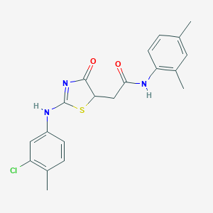 molecular formula C20H20ClN3O2S B398096 2-[2-(3-chloro-4-methylanilino)-4-oxo-1,3-thiazol-5-yl]-N-(2,4-dimethylphenyl)acetamide 