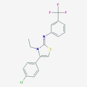 molecular formula C18H14ClF3N2S B398107 N-(4-(4-chlorophenyl)-3-ethyl-1,3-thiazol-2(3H)-ylidene)-N-[3-(trifluoromethyl)phenyl]amine 