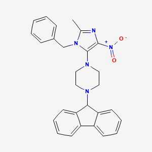 molecular formula C28H27N5O2 B3981078 1-(1-benzyl-2-methyl-4-nitro-1H-imidazol-5-yl)-4-(9H-fluoren-9-yl)piperazine 