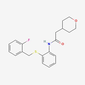 molecular formula C20H22FNO2S B3981164 N-{2-[(2-fluorobenzyl)thio]phenyl}-2-(tetrahydro-2H-pyran-4-yl)acetamide 