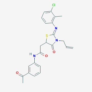 molecular formula C23H22ClN3O3S B398121 N-(3-acetylphenyl)-2-{3-allyl-2-[(3-chloro-2-methylphenyl)imino]-4-oxo-1,3-thiazolidin-5-yl}acetamide 