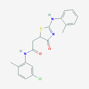 molecular formula C19H18ClN3O2S B398126 N-(5-chloro-2-methylphenyl)-2-[2-(2-methylanilino)-4-oxo-1,3-thiazol-5-yl]acetamide 
