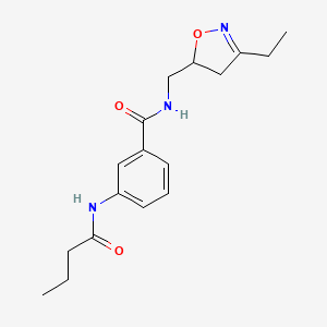 molecular formula C17H23N3O3 B3981294 3-(butyrylamino)-N-[(3-ethyl-4,5-dihydroisoxazol-5-yl)methyl]benzamide 