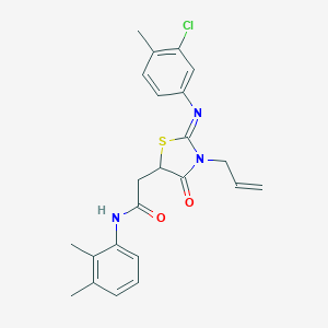 molecular formula C23H24ClN3O2S B398130 2-{3-allyl-2-[(3-chloro-4-methylphenyl)imino]-4-oxo-1,3-thiazolan-5-yl}-N~1~-(2,3-dimethylphenyl)acetamide 