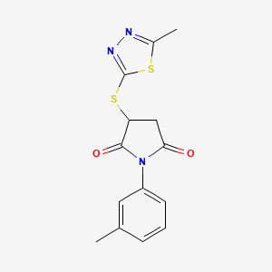 molecular formula C14H13N3O2S2 B3981563 1-(3-methylphenyl)-3-[(5-methyl-1,3,4-thiadiazol-2-yl)thio]-2,5-pyrrolidinedione 