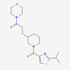 molecular formula C19H29N3O3S B3981609 1-Morpholin-4-yl-3-[1-(2-propan-2-yl-1,3-thiazole-4-carbonyl)piperidin-3-yl]propan-1-one 