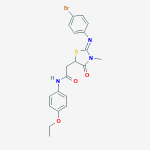 molecular formula C20H20BrN3O3S B398161 2-{2-[(4-bromophenyl)imino]-3-methyl-4-oxo-1,3-thiazolidin-5-yl}-N-(4-ethoxyphenyl)acetamide 