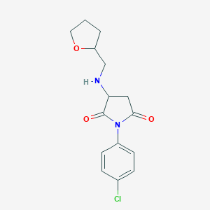 molecular formula C15H17ClN2O3 B398164 1-(4-Chlorophenyl)-3-[(tetrahydro-2-furanylmethyl)amino]-2,5-pyrrolidinedione 