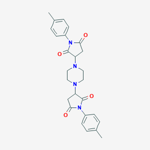 molecular formula C26H28N4O4 B398165 1-(4-Methylphenyl)-3-{4-[1-(4-methylphenyl)-2,5-dioxopyrrolidin-3-yl]piperazin-1-yl}pyrrolidine-2,5-dione 