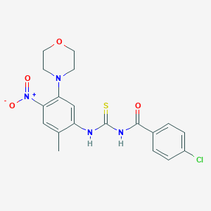 molecular formula C19H19ClN4O4S B398172 4-chloro-N-{[2-methyl-5-(morpholin-4-yl)-4-nitrophenyl]carbamothioyl}benzamide 