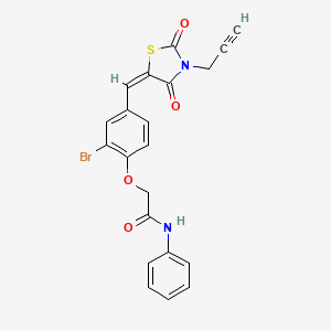 2-(2-bromo-4-{(E)-[2,4-dioxo-3-(prop-2-yn-1-yl)-1,3-thiazolidin-5-ylidene]methyl}phenoxy)-N-phenylacetamide