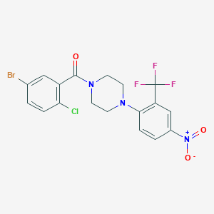 molecular formula C18H14BrClF3N3O3 B3981804 (5-BROMO-2-CHLOROPHENYL){4-[4-NITRO-2-(TRIFLUOROMETHYL)PHENYL]PIPERAZINO}METHANONE 