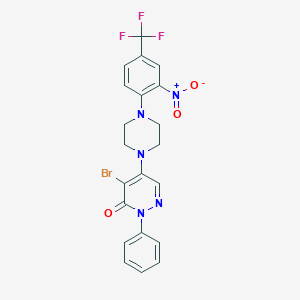 molecular formula C21H17BrF3N5O3 B398181 4-bromo-5-{4-[2-nitro-4-(trifluoromethyl)phenyl]piperazin-1-yl}-2-phenylpyridazin-3(2H)-one 