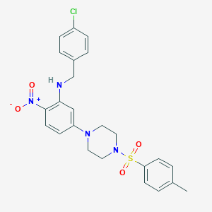molecular formula C24H25ClN4O4S B398190 1-{3-[(4-Chlorobenzyl)amino]-4-nitrophenyl}-4-[(4-methylphenyl)sulfonyl]piperazine 