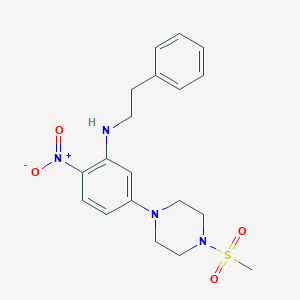 molecular formula C19H24N4O4S B398191 1-{4-Nitro-3-[(2-phenylethyl)amino]phenyl}-4-(methylsulfonyl)piperazine 