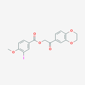 molecular formula C18H15IO6 B3981942 2-(2,3-dihydro-1,4-benzodioxin-6-yl)-2-oxoethyl 3-iodo-4-methoxybenzoate 