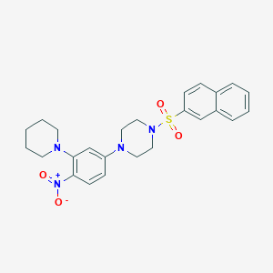 molecular formula C25H28N4O4S B398198 1-(2-Naphthylsulfonyl)-4-(4-nitro-3-piperidylphenyl)piperazine 
