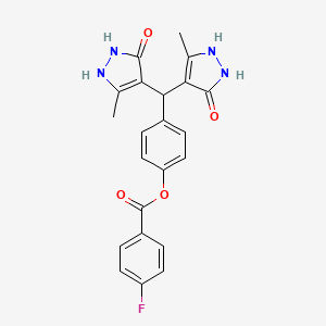 molecular formula C22H19FN4O4 B3982084 4-[bis(5-hydroxy-3-methyl-1H-pyrazol-4-yl)methyl]phenyl 4-fluorobenzoate 