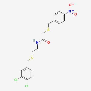 molecular formula C18H18Cl2N2O3S2 B3982110 N-{2-[(3,4-dichlorobenzyl)thio]ethyl}-2-[(4-nitrobenzyl)thio]acetamide 