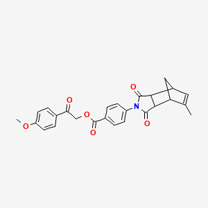 molecular formula C26H23NO6 B3982117 2-(4-methoxyphenyl)-2-oxoethyl 4-(8-methyl-3,5-dioxo-4-azatricyclo[5.2.1.0~2,6~]dec-8-en-4-yl)benzoate 