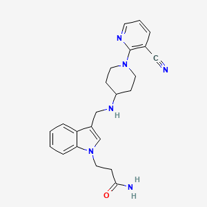 molecular formula C23H26N6O B3982216 3-[3-({[1-(3-cyanopyridin-2-yl)piperidin-4-yl]amino}methyl)-1H-indol-1-yl]propanamide 